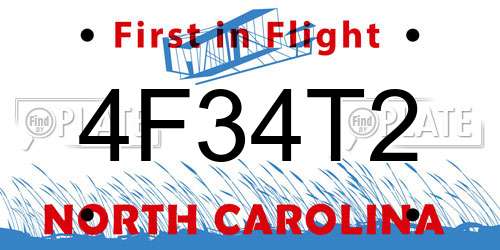 4F34T2 North Carolina License Plate