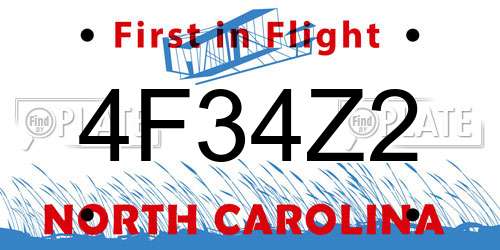 4F34Z2 North Carolina License Plate