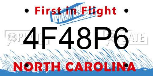 4F48P6 North Carolina License Plate