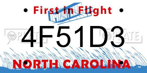 4F51D3 North Carolina License Plate