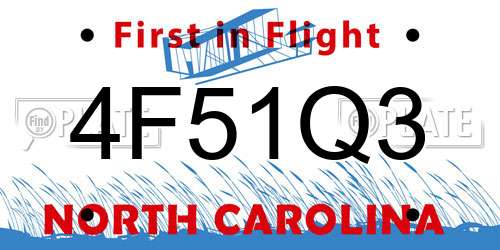 4F51Q3 North Carolina License Plate