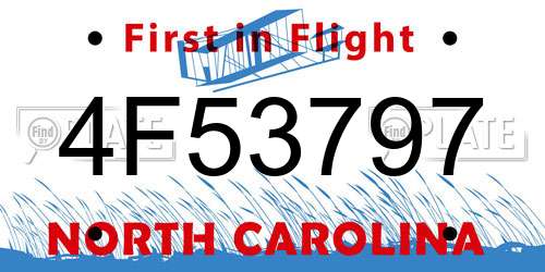 4F53797 North Carolina License Plate