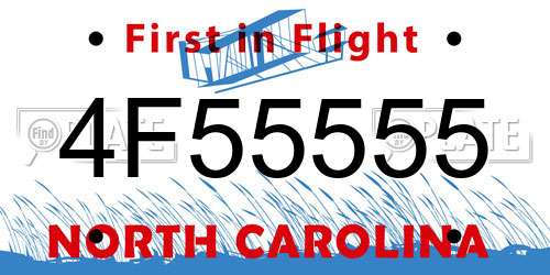 4F55555 North Carolina License Plate
