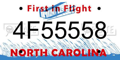 4F55558 North Carolina License Plate