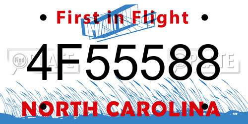 4F55588 North Carolina License Plate