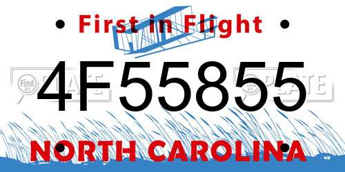 4F55855 North Carolina License Plate