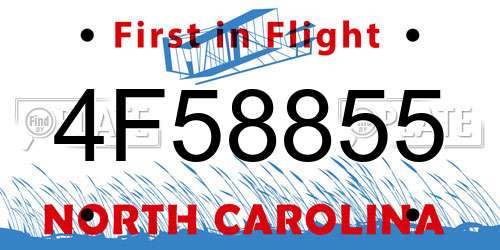 4F58855 North Carolina License Plate