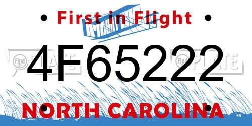 4F65222 North Carolina License Plate