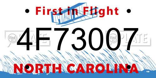 4F73007 North Carolina License Plate