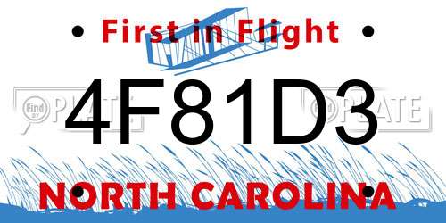 4F81D3 North Carolina License Plate