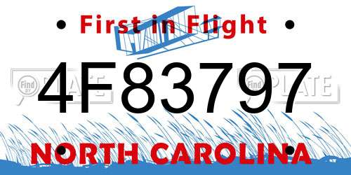 4F83797 North Carolina License Plate