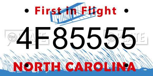 4F85555 North Carolina License Plate