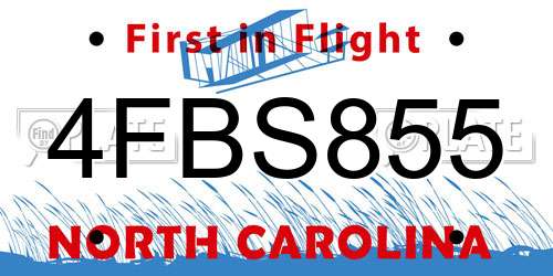 4FBS855 North Carolina License Plate