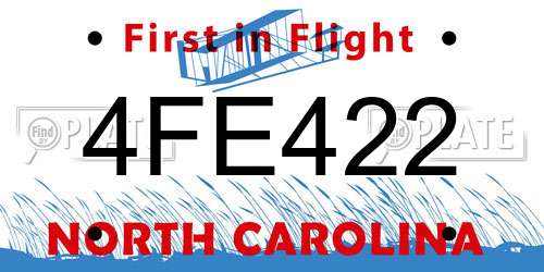 4FE422 North Carolina License Plate