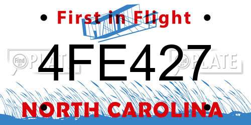 4FE427 North Carolina License Plate