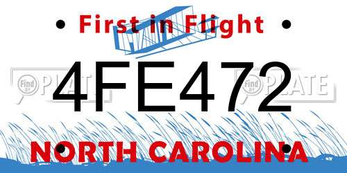 4FE472 North Carolina License Plate