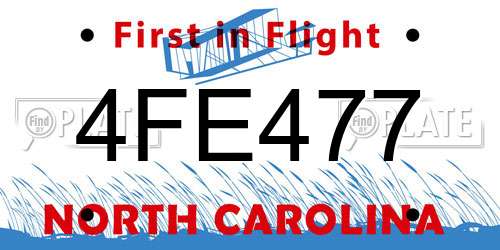 4FE477 North Carolina License Plate