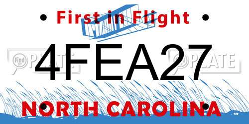 4FEA27 North Carolina License Plate