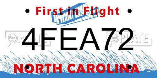 4FEA72 North Carolina License Plate