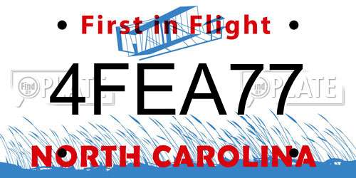 4FEA77 North Carolina License Plate