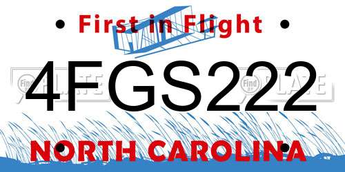 4FGS222 North Carolina License Plate