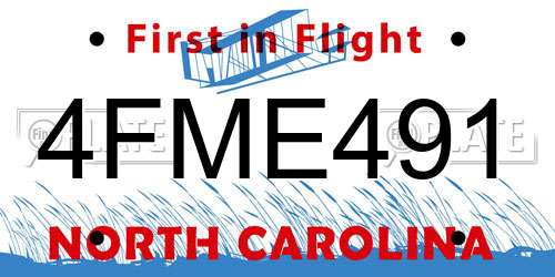 4FME491 North Carolina License Plate