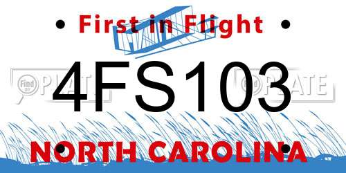 4FS103 North Carolina License Plate