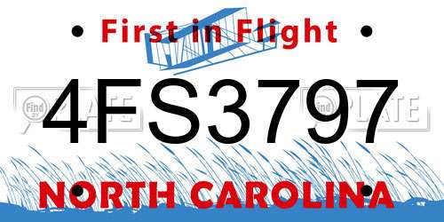 4FS3797 North Carolina License Plate