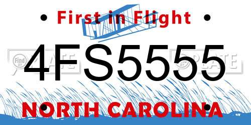 4FS5555 North Carolina License Plate