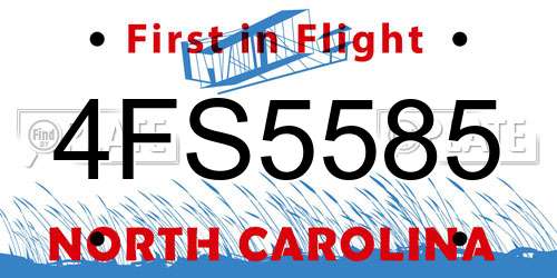 4FS5585 North Carolina License Plate