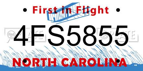 4FS5855 North Carolina License Plate