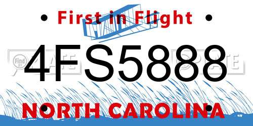 4FS5888 North Carolina License Plate