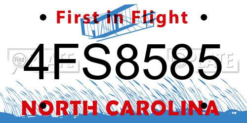 4FS8585 North Carolina License Plate