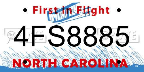 4FS8885 North Carolina License Plate