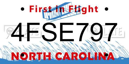 4FSE797 North Carolina License Plate