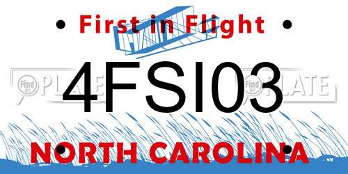 4FSI03 North Carolina License Plate