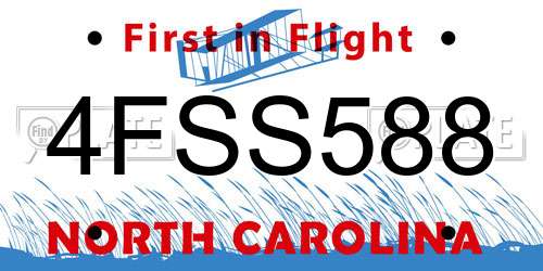 4FSS588 North Carolina License Plate