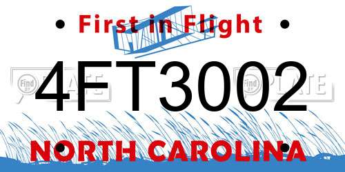 4FT3002 North Carolina License Plate