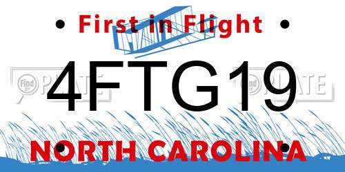 4FTG19 North Carolina License Plate