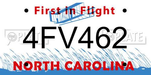 4FV462 North Carolina License Plate