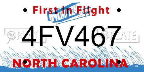 4FV467 North Carolina License Plate