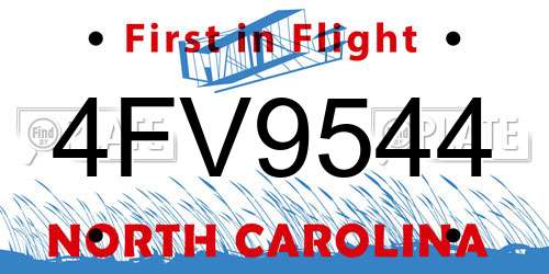 4FV9544 North Carolina License Plate