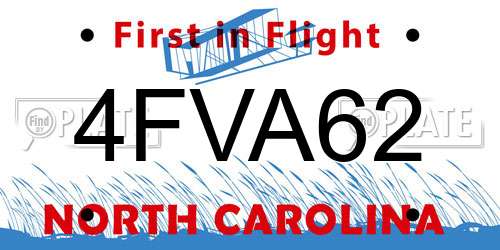 4FVA62 North Carolina License Plate