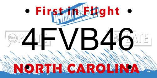 4FVB46 North Carolina License Plate