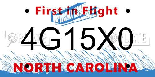 4G15X0 North Carolina License Plate