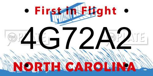 4G72A2 North Carolina License Plate