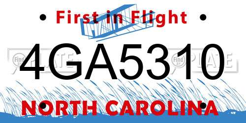 4GA5310 North Carolina License Plate