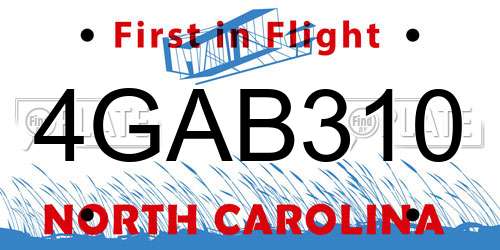 4GAB310 North Carolina License Plate