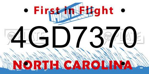 4GD7370 North Carolina License Plate