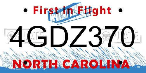 4GDZ370 North Carolina License Plate